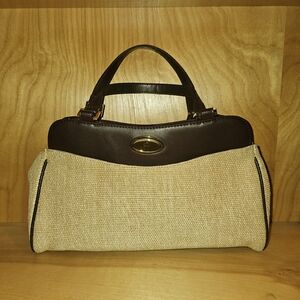 Etienne Aigner Two-Tone Brown and Beige Top-Handle Satchel